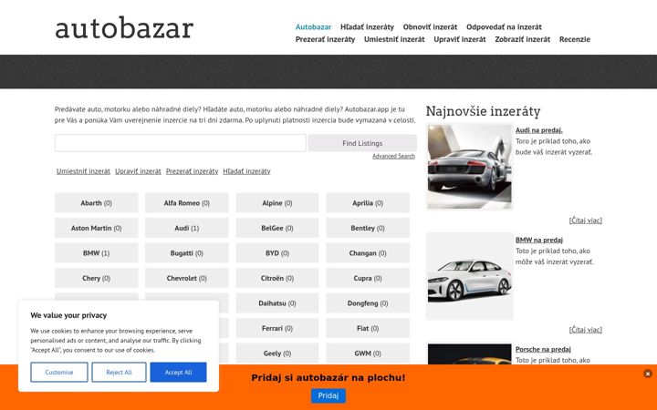 Screenshot of autobazar.app
