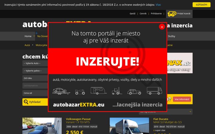 Screenshot of autobazarextra.eu