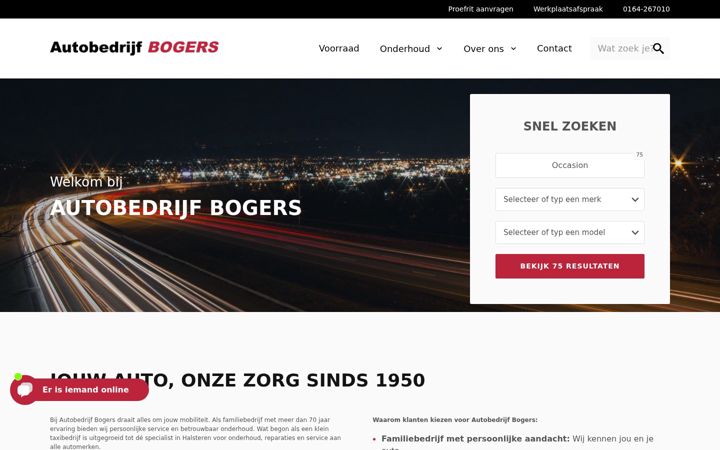 Captura de pantalla de autobedrijfbogers.nl