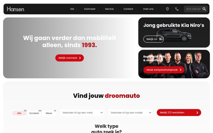 Captura de pantalla de autobedrijfhansen.nl
