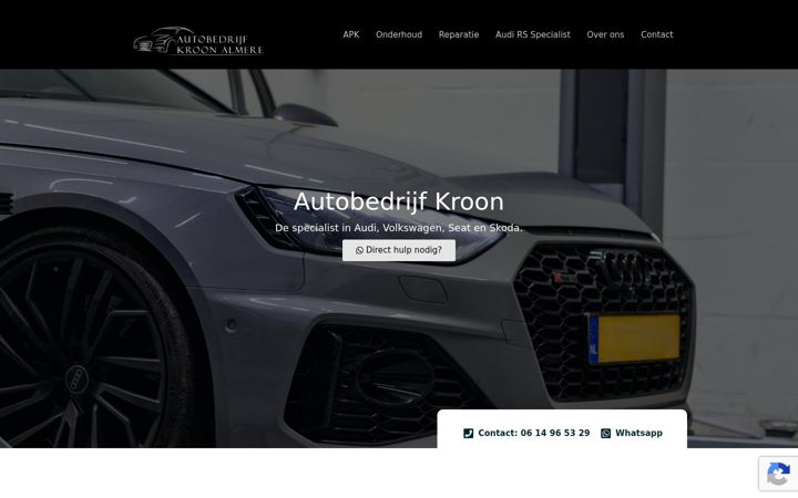 Captura de pantalla de autobedrijfkroonalmere.nl