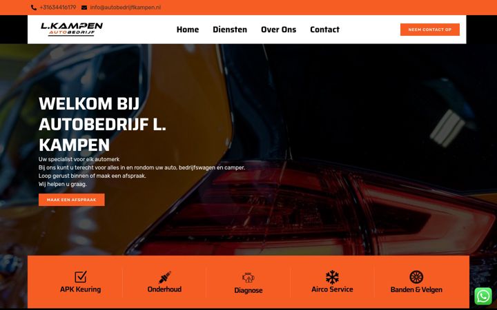 Captura de pantalla de autobedrijflkampen.nl