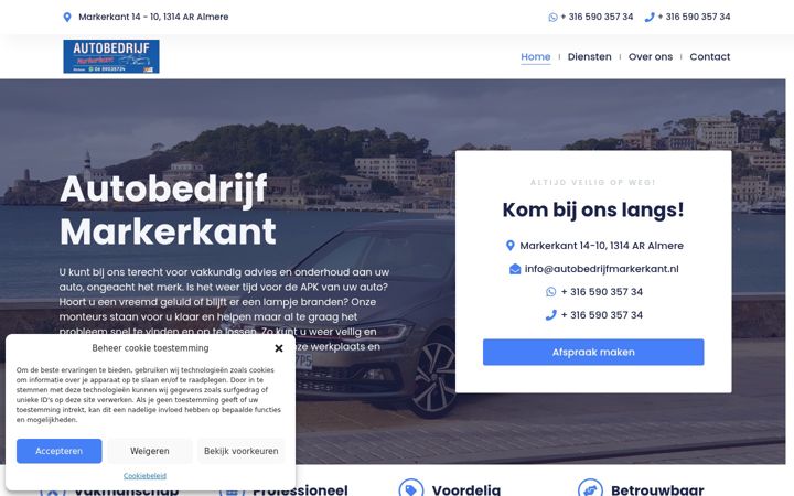Captura de pantalla de autobedrijfmarkerkant.nl