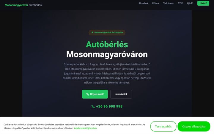 Screenshot of autoberlesmosonmagyarovar.hu