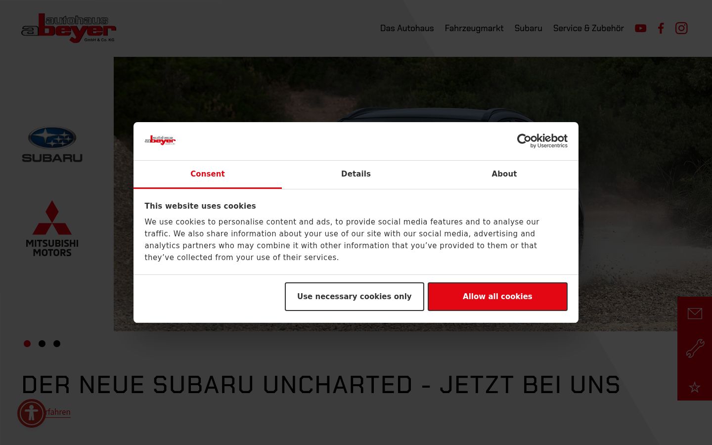 Sutikimo reklamjuostės, rodytos prieš bet kokią sąveiką, ekrano kopija