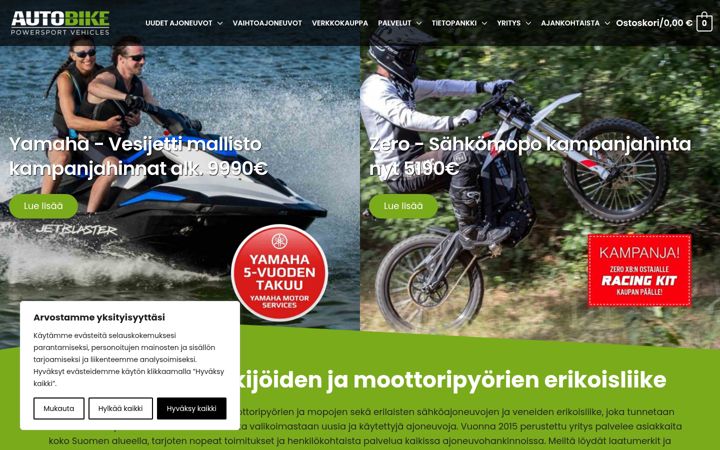 Captura de ecrã de autobike.fi