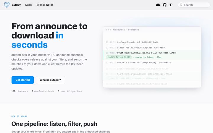Screenshot of autobrr.com