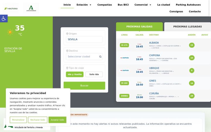 Screenshot of autobusesplazadearmas.es
