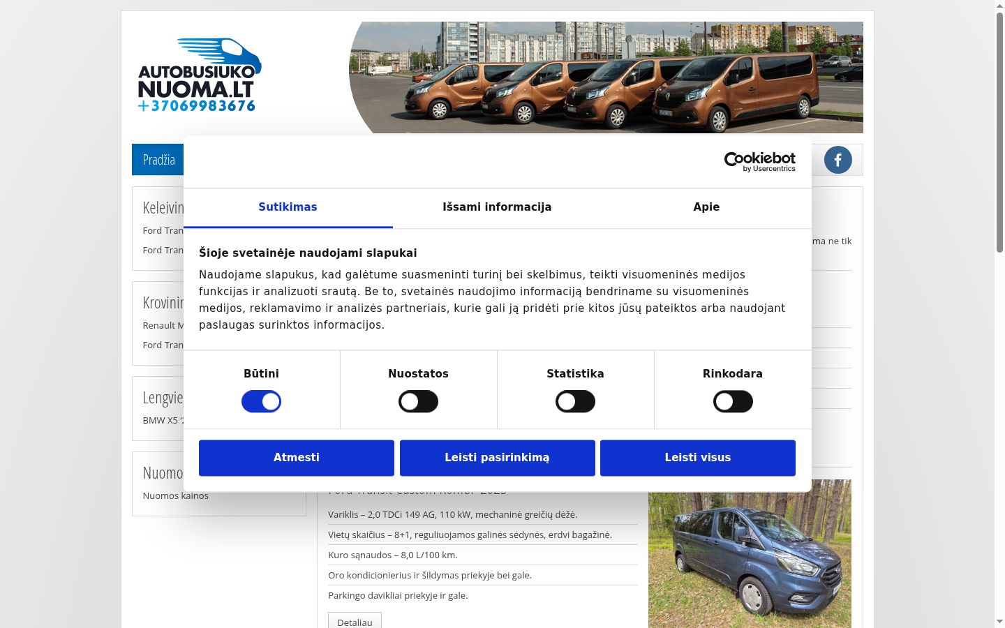 Sutikimo reklamjuostės, rodytos prieš bet kokią sąveiką, ekrano kopija