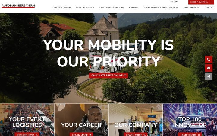Snímek obrazovky autobusoberbayern.com