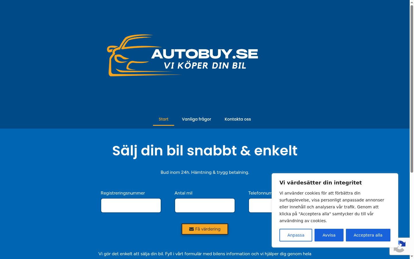 Screenshot del banner di consenso mostrato prima di qualsiasi interazione