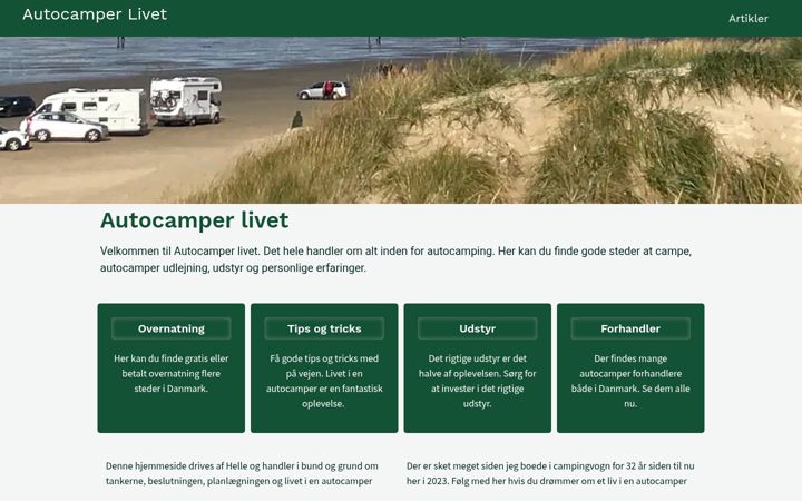 Screenshot of autocamperlivet.dk