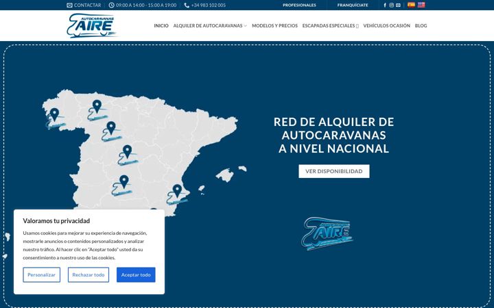 Screenshot of autocaravanasaire.com