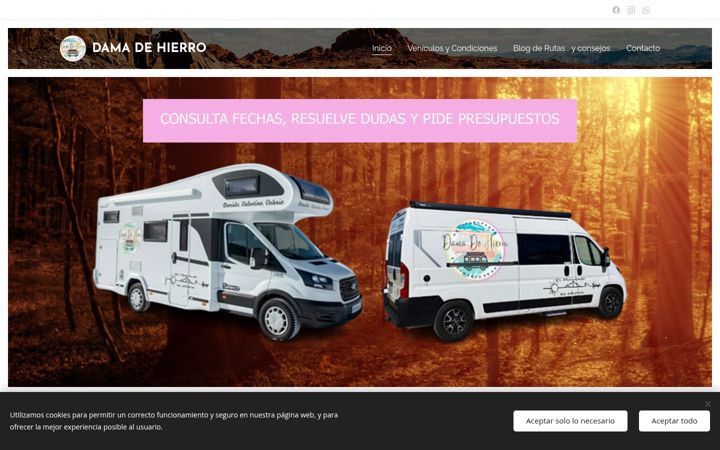 Screenshot of autocaravanasdamadehierro.com