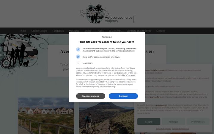 Captura de ecrã de autocaravanerosviajeros.com