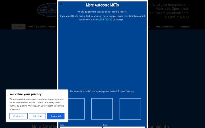 Screenshot ta' autocarecornwall.co.uk