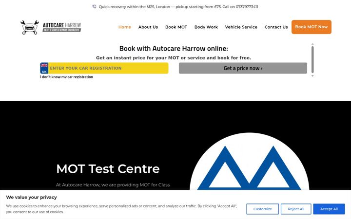 Captura de ecrã de autocareharrow.com