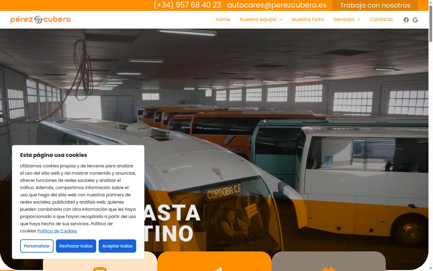 Captura de ecrã do banner de consentimento apresentado antes de qualquer interação