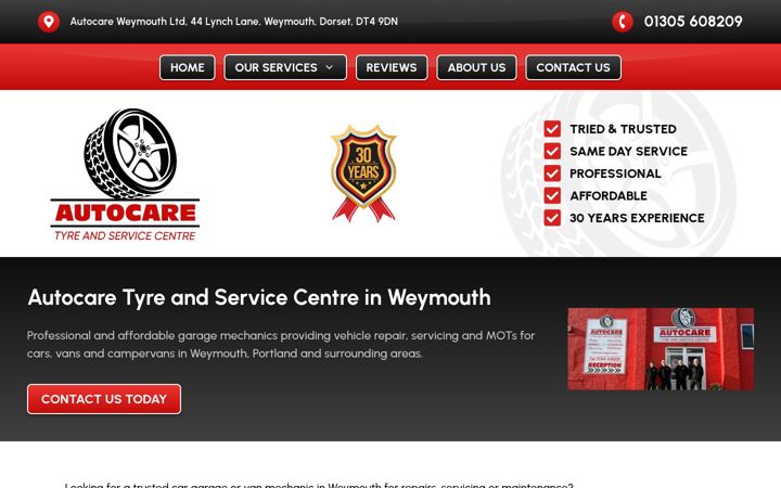 Screenshot ta' autocareweymouth.co.uk