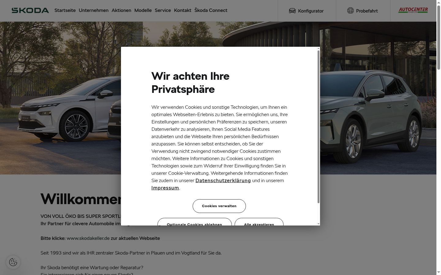Kuvakaappaus suostumusbannerista, joka näytettiin ennen mitään vuorovaikutusta