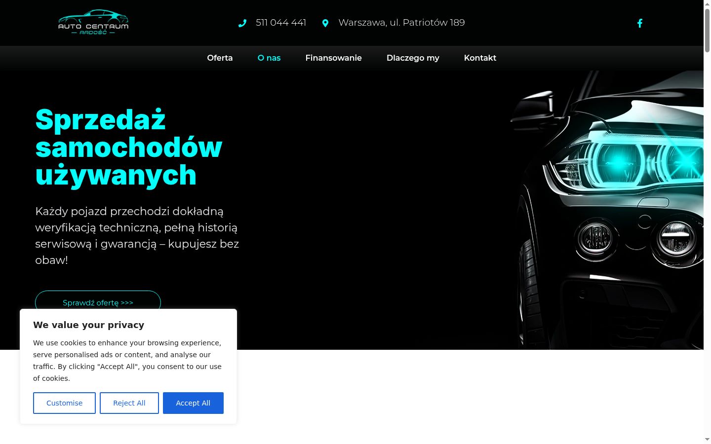 Screenshot del banner di consenso mostrato prima di qualsiasi interazione