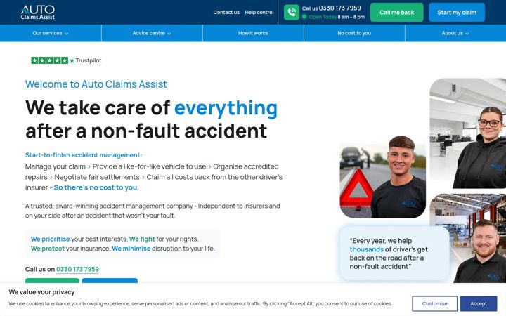 Snímek obrazovky autoclaimsassist.co.uk