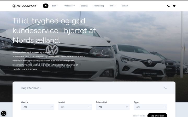 Screenshot van autocompany.dk