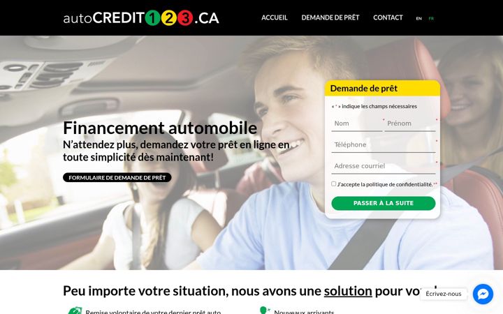 Screenshot of autocredit123.ca