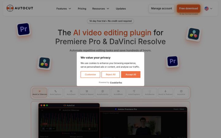 Screenshot of autocut.com