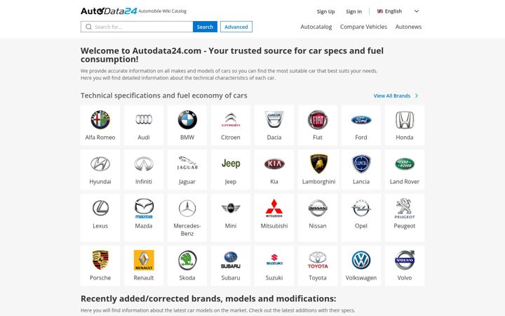 Screenshot of autodata24.com