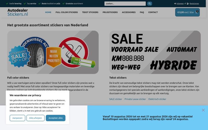 Captura de pantalla de autodealerstickers.nl