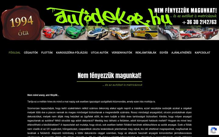 Screenshot of autodekor.hu