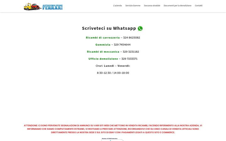 Screenshot van autodemolizioniferrari.it