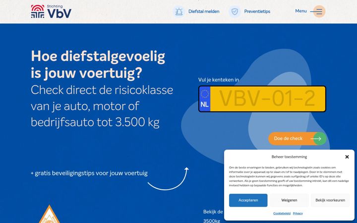Screenshot of autodiefstalcheck.nl