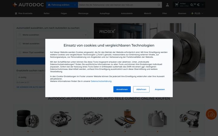 Screenshot of autodoc.de