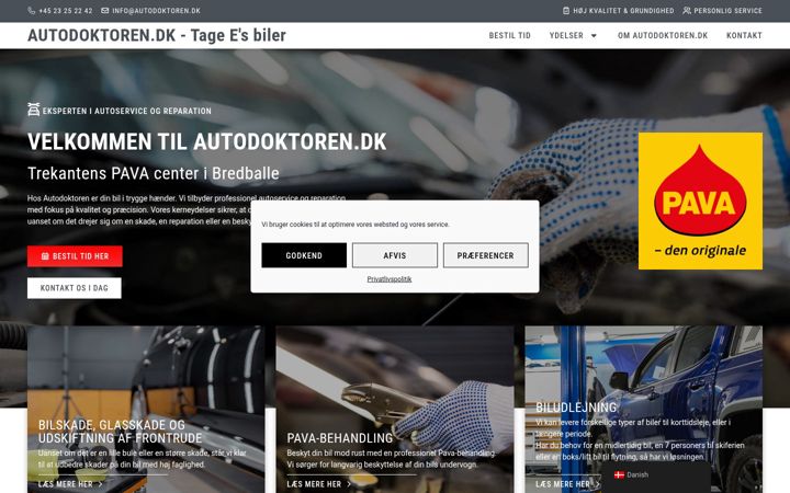Captură de ecran a autodoktoren.dk