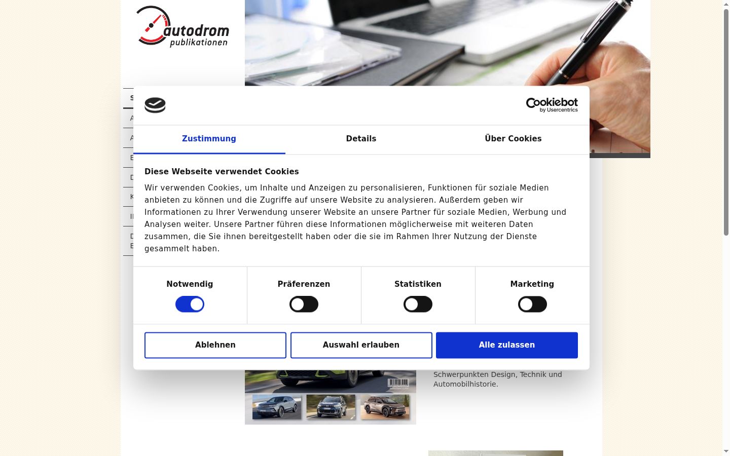 Skärmbild av samtyckesbannern som visades före någon interaktion