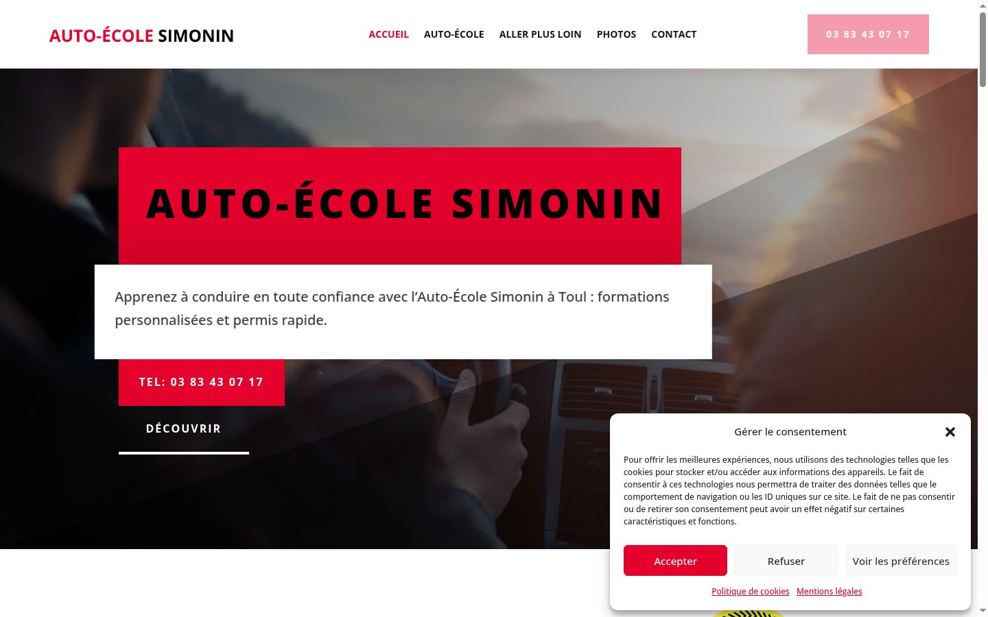 Screenshot del banner di consenso mostrato prima di qualsiasi interazione