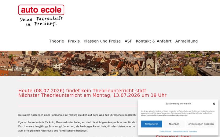 Screenshot of autoecole.de