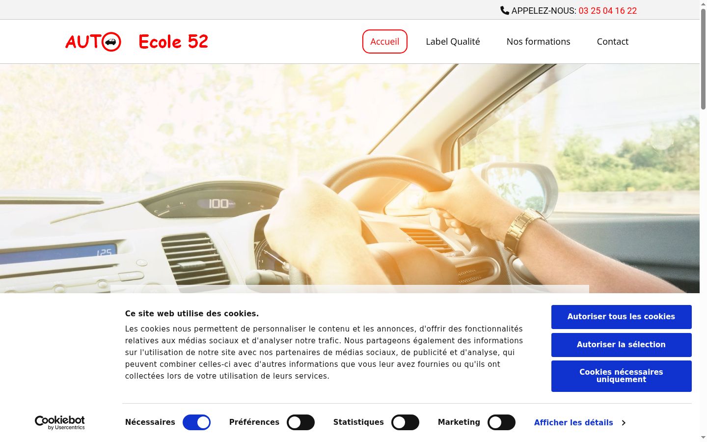 Screenshot del banner di consenso mostrato prima di qualsiasi interazione