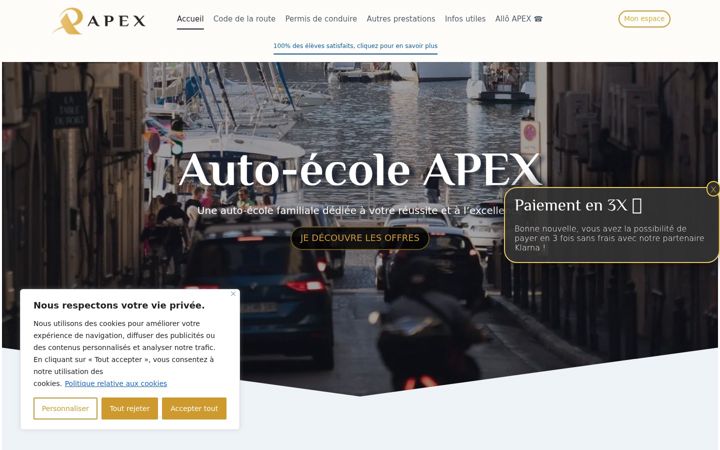 Skjermbilde av autoecoleapex.fr