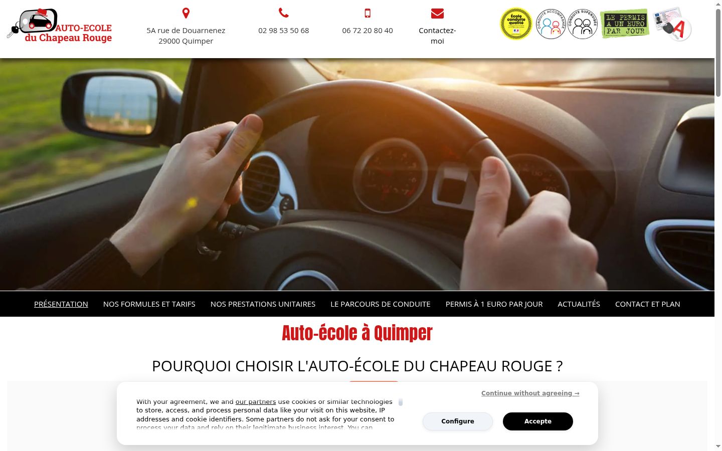 Screenshot del banner di consenso mostrato prima di qualsiasi interazione
