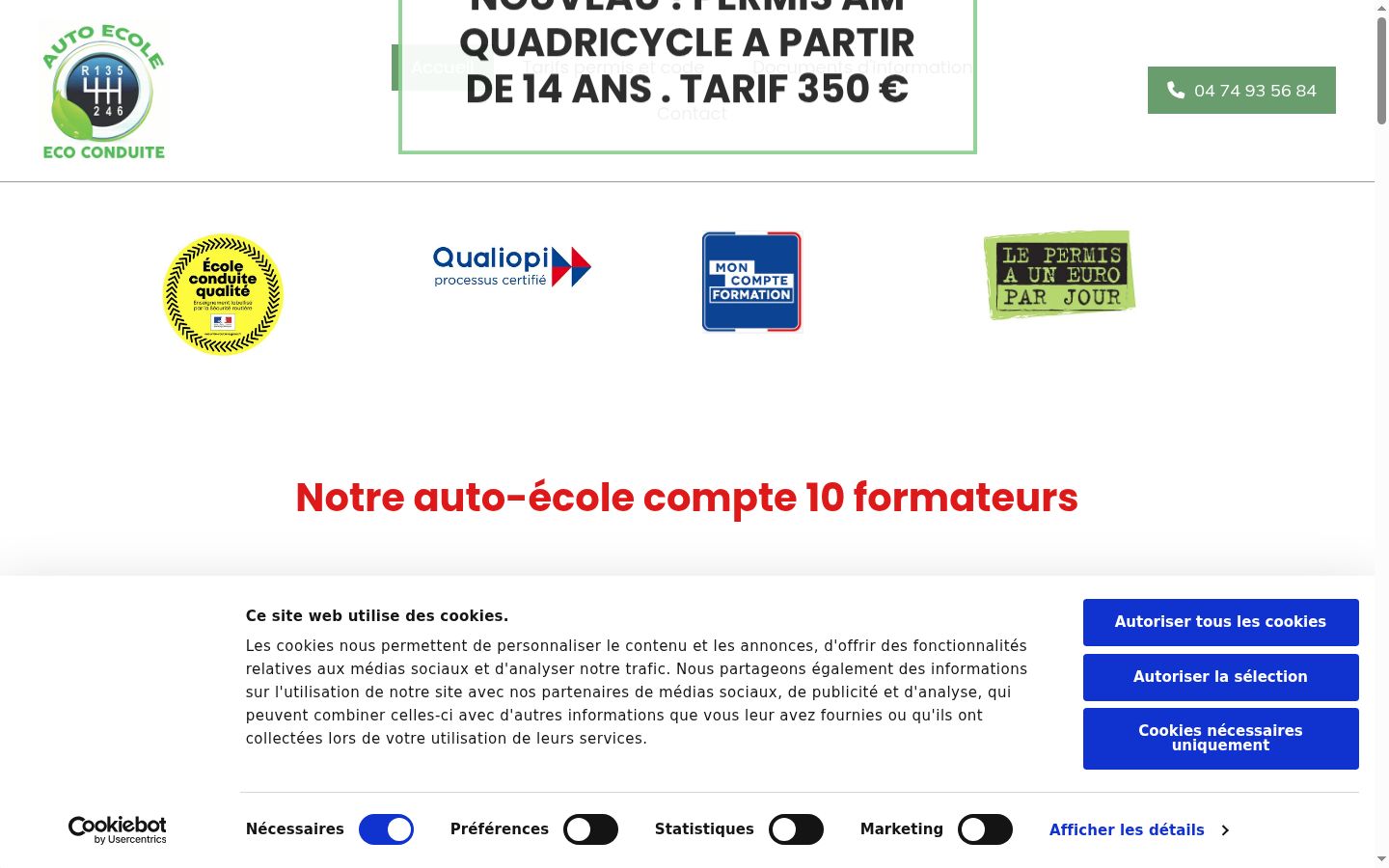 Screenshot del banner di consenso mostrato prima di qualsiasi interazione