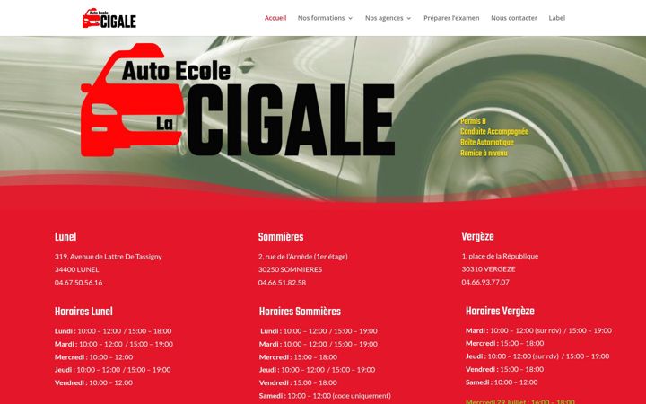 Screenshot of autoecolelacigale.com