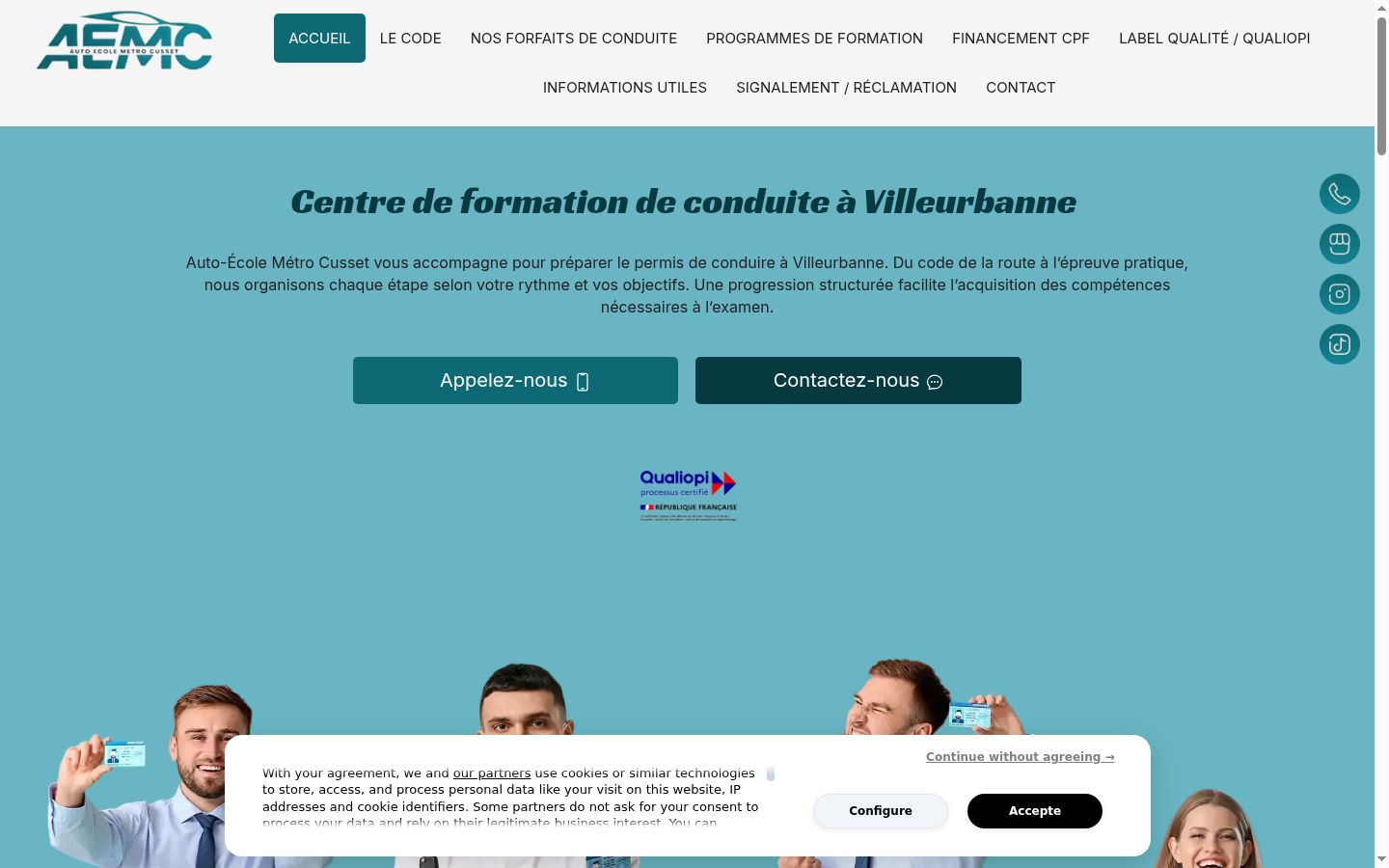 Screenshot of the consent banner shown before any interaction