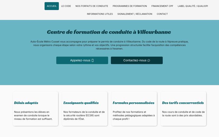 Screenshot of autoecolemetrocusset.fr