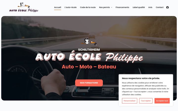 Screenshot of autoecolephilippe.fr