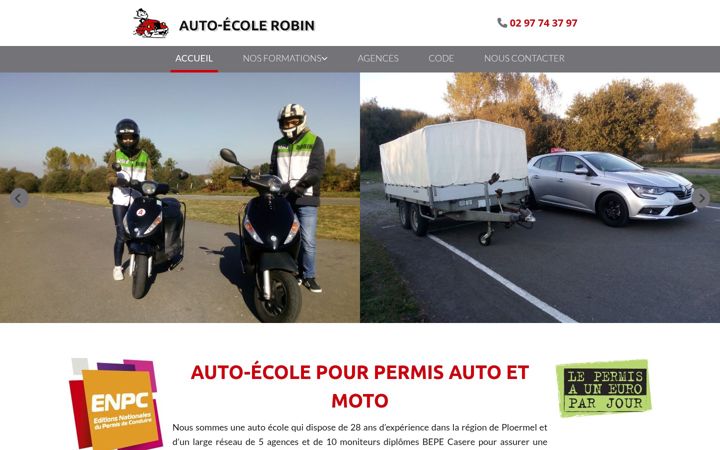 Screenshot stránky autoecolerobin.fr