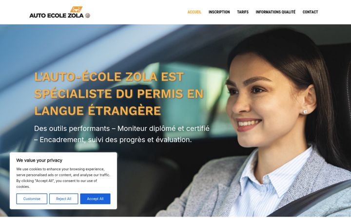 Screenshot of autoecolezola-montpellier.fr