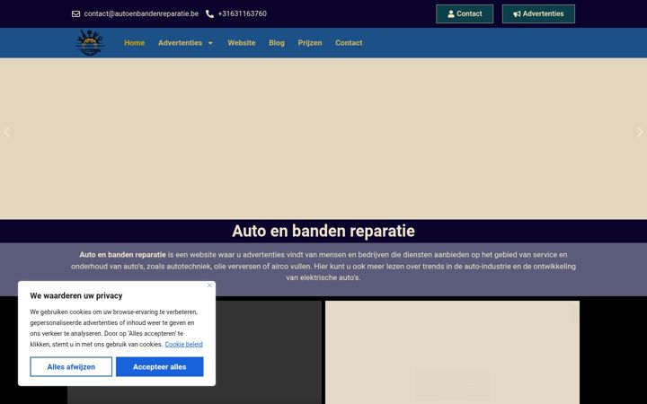 Snímek obrazovky autoenbandenreparatie.be